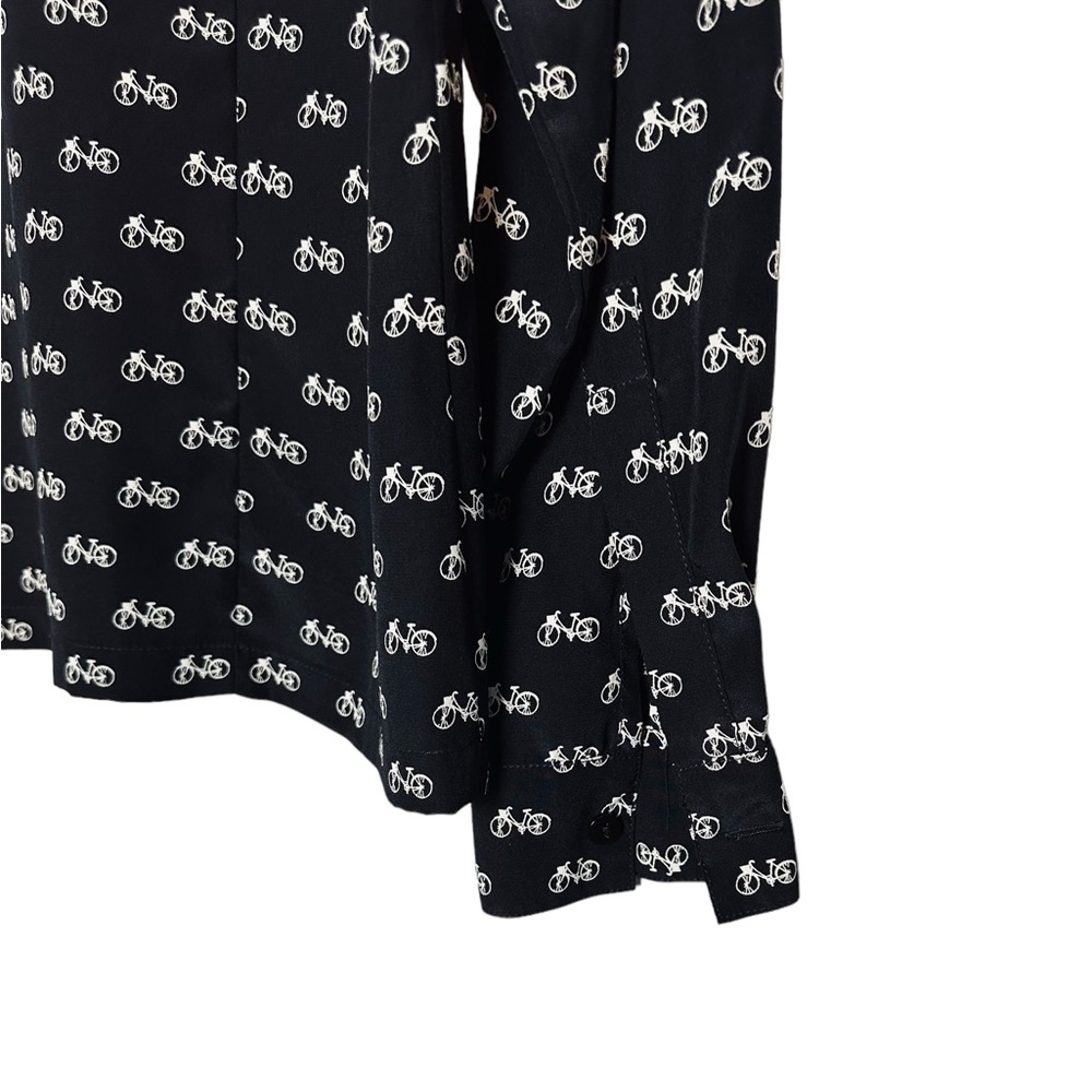 Josephine Chaus Bicycle Novelty Printed Blouse Long Sleeve Womens Size 10 - Picture 4 of 5